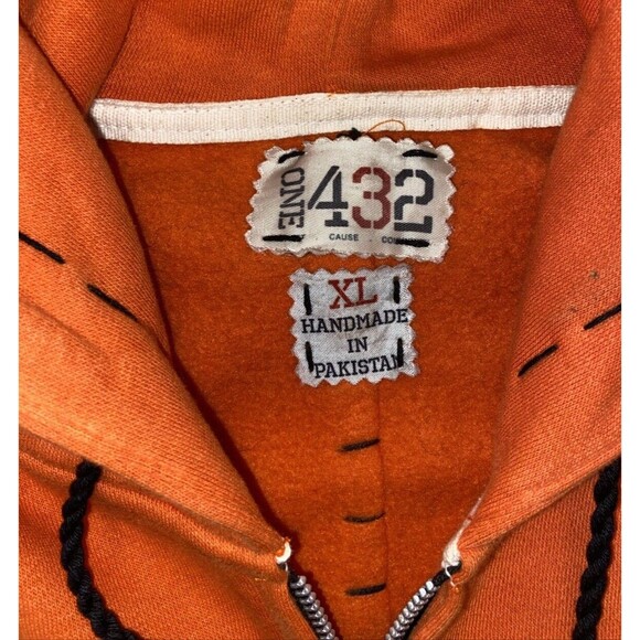 ONE 432 GOTHIC BLACKHEARTS & SAFETY PINS sweatshirt Orange Black Gray size XL - Picture 5 of 12